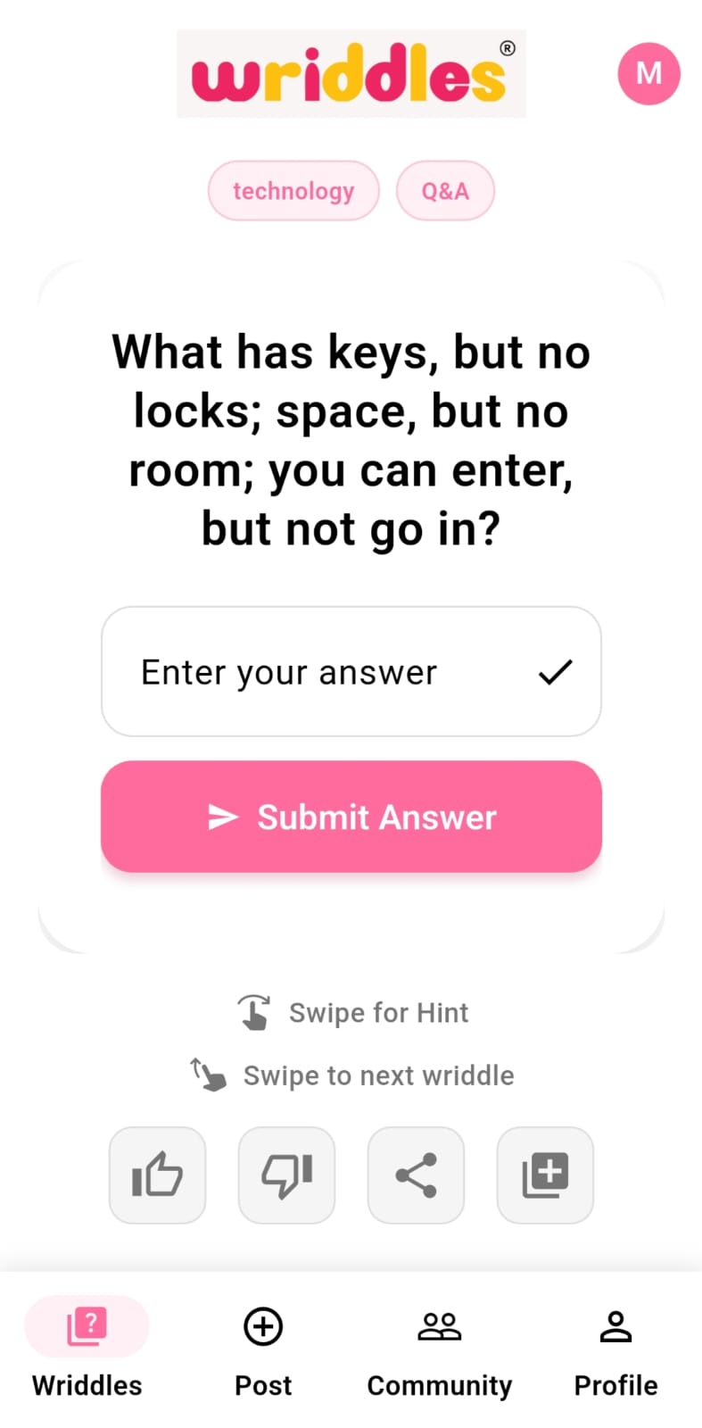 Wriddles App Interface